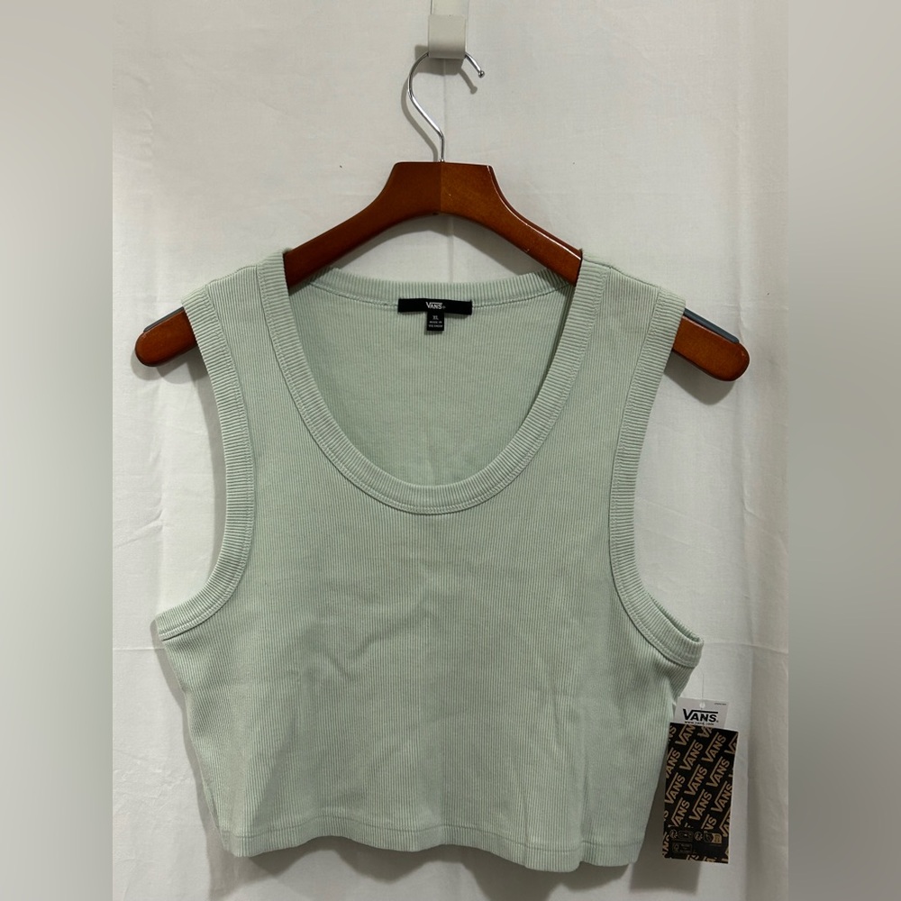 Vans - Women's Light Green Ribbed Cropped Tank Top